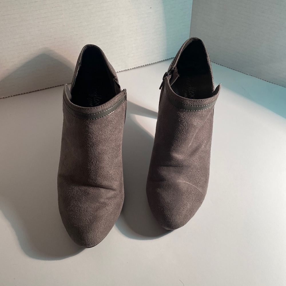 Gray suede heels